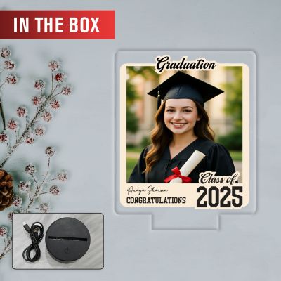 Personalized Graduation Congratulations Gift Night Lamp Custom with Photo & Name Graduation Gift for Student, Son, Daughter, Nurse & Doctor Multicolored Light